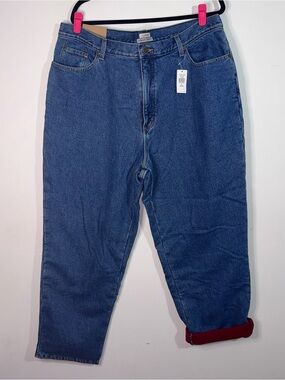 L.L.Bean Fleece Lined Double L Jeans Relaxed Fit Red Lining Size 20 Reg NWT